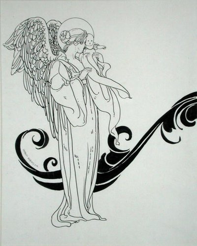 Engel og baby, illustration fra 