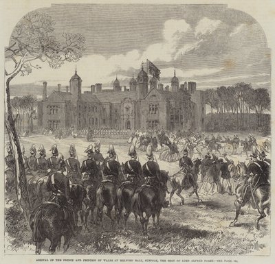 Prins og prinsesse af Wales ankommer til Melford Hall, Suffolk, Lord Alfred Pagets sæde af Sir John Charles Robinson