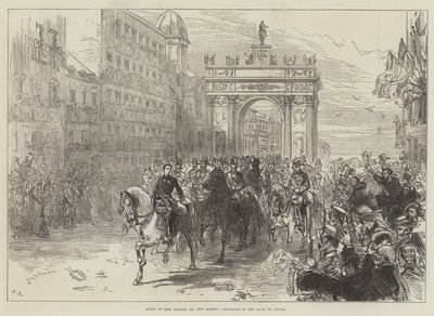 Kong Alfons XIIs indtog i Madrid, procession i Calle de Alcala af Sir John Charles Robinson
