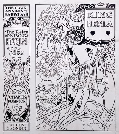 Forsideillustration til The True Annals of Fairyland, The Reign of King Herla, redigeret af William Canton, udgivet 1900 af Charles Robinson