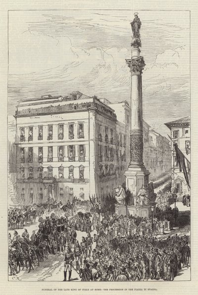 Begravelse af den afdøde konge af Italien i Rom, Processionen på Piazza di Spagna af Sir John Charles Robinson