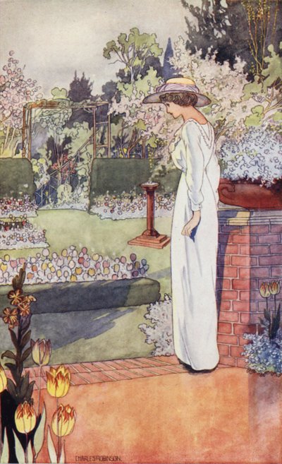 Vores sentimentale have: Den hollandske have (farve litho) af Charles Robinson
