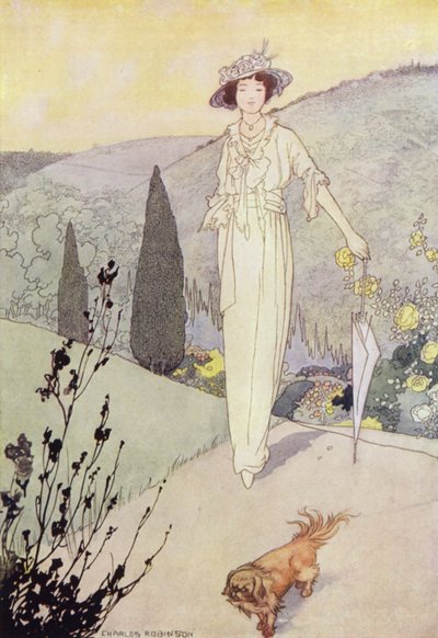Our Sentimental Garden: The Moors (farve litho) af Charles Robinson