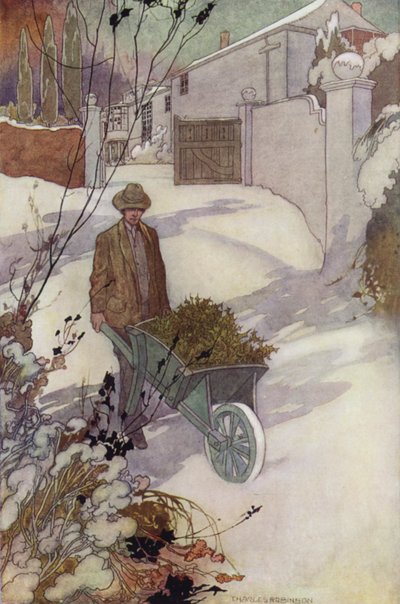 Our Sentimental Garden: Winter (farve litho) af Charles Robinson