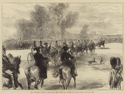 Den frivillige anmeldelse i Hyde Park, prinsen og prinsessen af Wales passerer langs linjen af Sir John Charles Robinson