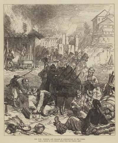 Tyrkernes krig, afbrænding og plyndring af Gurgusovacz af Sir John Charles Robinson