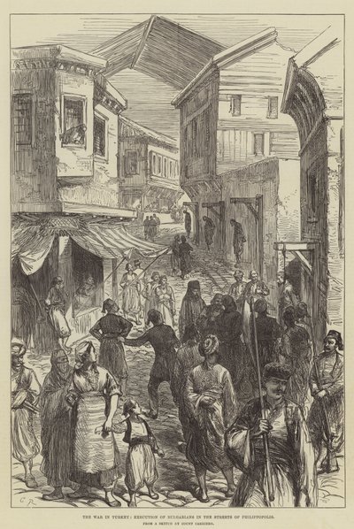 Krigen i Tyrkiet, henrettelse af bulgarere i Philippopolis gader af Sir John Charles Robinson