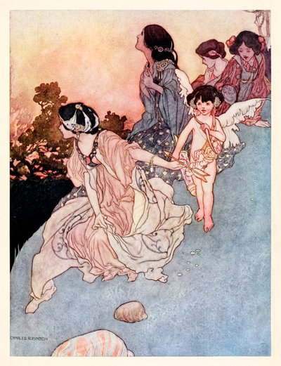 "Disse elskere græder Åh! Åh! De dør!" fra "Winter" i The Songs and Sonnets of William Shakespeare af Charles Robinson