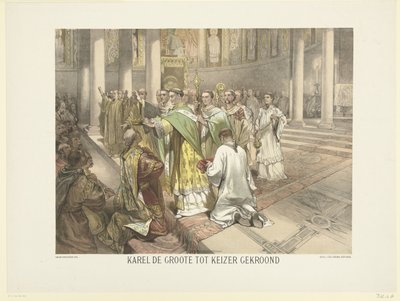 Karl den Store kronet til kejser, 800 Karl den Store kronet til kejser (titel på objekt) Serie med 24 hollandske historieplader, til skole og hjem (serietitel) af Charles Rochussen