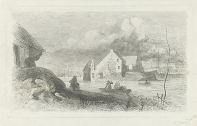 Oversvømmelse ved Lith Flood disaster 1855 (serietitel) af Charles Rochussen