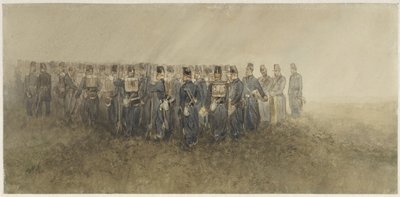 Pause for en bataljon infanteri på heden af Charles Rochussen