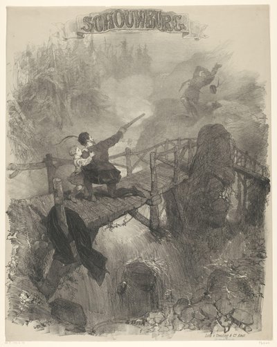 Scene fra balletten Den Sorte Djævel Teater (titel på objekt) Meddelelser om balletter og skuespil opført i Amsterdam City Theatre (serietitel) af Charles Rochussen