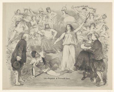 Scene fra stykket Sandhed og Løgn Meddelelser om balletter og skuespil opført i Amsterdam City Theatre (serietitel) af Charles Rochussen