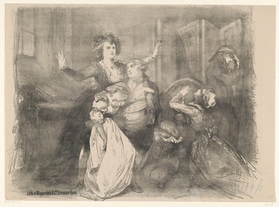 Scene fra scenedrama Marie Antoinette Meddelelser om balletter og skuespil opført i Amsterdam City Theatre (serietitel) af Charles Rochussen