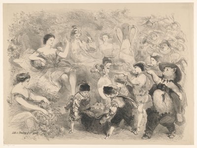 Scene fra stykket Puss in Boots Meddelelser om balletter og skuespil opført i Amsterdam City Theatre (serietitel) af Charles Rochussen