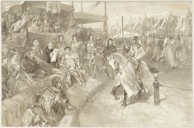 Turneringsspil i Haarlem, illustration af episode fra De Roos van Dekama af Charles Rochussen