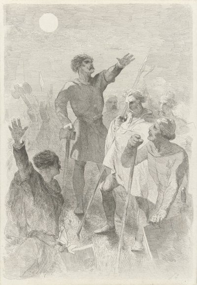 Wilfried omgivet af sine krigere af Charles Rochussen