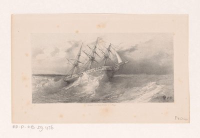 Sejlskib i storm på havet af Charles Rochussen