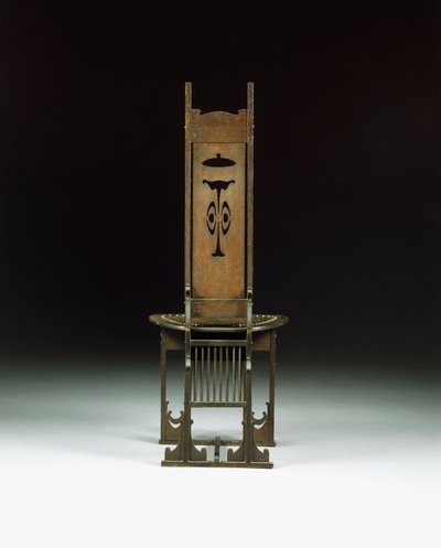 En sidestol, med gennembrudt design, ca. 1899 (udskåret eg) af Charles Rohlfs