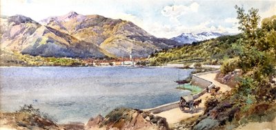 Mergozzo-søen Lago Maggiore nær Pallanza (akvarel) af Charles Rowbotham