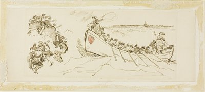 Redningsbåd fuld af kvinder af Charles Samuel Keene