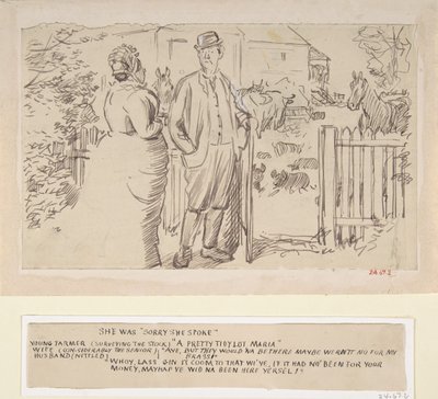 Hun var ked af, at hun talte, 1870-1891. af Charles Samuel Keene