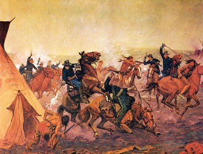 Angreb ved daggry af Charles Schreyvogel