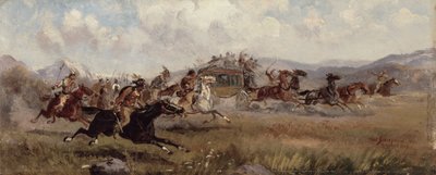 Sioux angriber en diligence, 1909 af Charles Schreyvogel