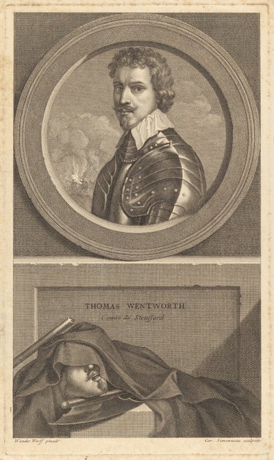 Thomas Wentworth, Comte de Strafford af Charles Simonneau after Adriaen van der Werff after Sir Anthony van Dyck