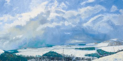 Clouds Gathering over the Hills, 2016 (olie på lærred) af Charles Simpson