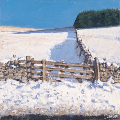 Roadside Gate, 2017 (olie på lærred) af Charles Simpson