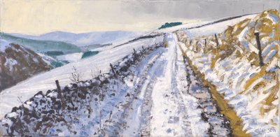 Track to Clovenfords, 2017 (olie på lærred) af Charles Simpson