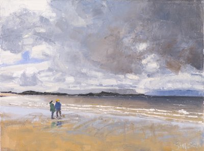 To figurer, 2017 (olie på lærred) af Charles Simpson