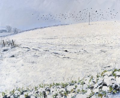 Winter Crows, 2012 (olie på lærred) af Charles Simpson
