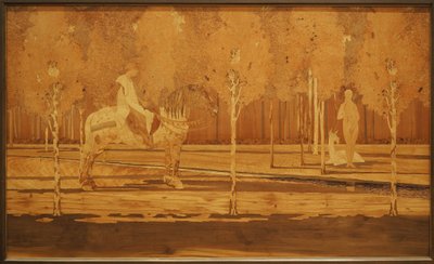 The Lady and the Unicorn 1925 (Eg og intarsia af forskelligt træ) af Charles Spindler