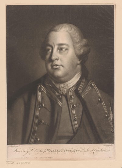Portret af Willem Augustus van Cumberland Hans Kongelige Højhed William Augustus, hertug af Cumberland (titel på objekt) af Charles Spooner