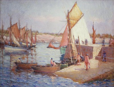 At the Quayside (olie på lærred) af Charles Stenhouse