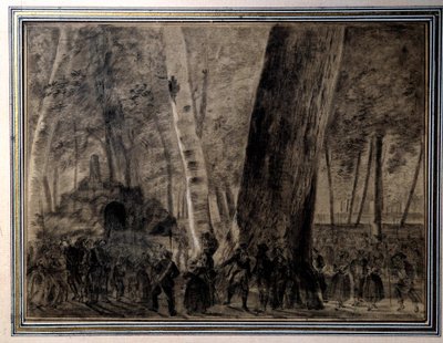 Fransk revolution: "" Liget af Jean-Paul Marat (1743-1793) begraver i Cordeliers have"" Tegning af Charles Thevenin (1764-1838) 1793 Versailles, Musee Lambinet af Charles Thevenin