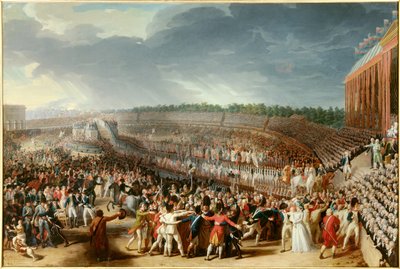 Fransk revolution: "" forbundsfesten den 14. juli 1790 på Champ de Mars"" Maleri af Charles Thevenin (1764-1838) 1790 søn. 1,27x1,83 m Paris, Musee Carnavalet af Charles Thevenin