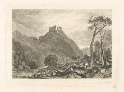 Okehampton Castle, ved floden Okement af Charles Turner