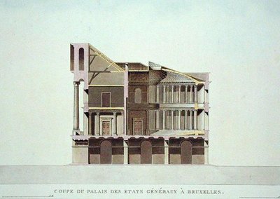 Tværsnit af Palais des Etats Generaux, Bruxelles, fra 
