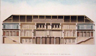 Tværsnit af Palais des Etats Generaux, Bruxelles, fra 