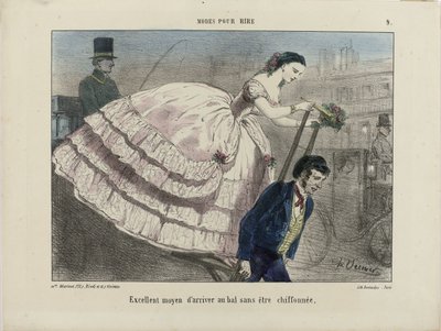 Fantastisk måde at ankomme på. Fra Modes pour rire, 1855-1859. af Charles Vernier