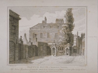 Udsigt over Warwick House, graveret af Samuel Rawle (1771-1860) og udgivet af John Booth (1794-1855) 1818 af Charles Warren