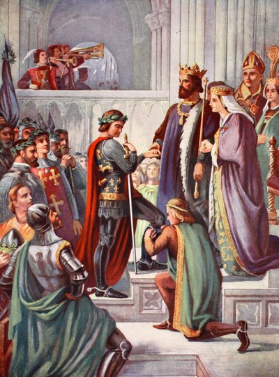 Edward den Sorte Prinss Investiture som Ridder af strømpebåndet af Charles West (after) Cope