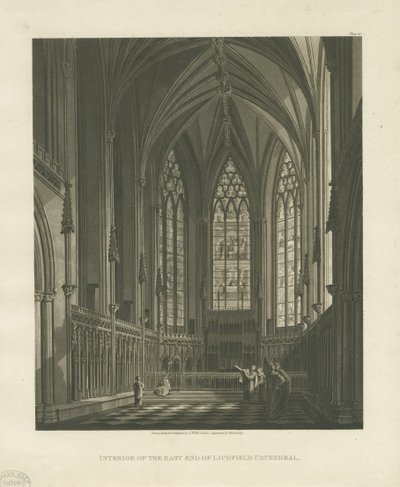 Interiør af Lichfield Cathedral - Lady Chapel: akvatintegravering, nd [c 1813] (tryk) af Charles Wild