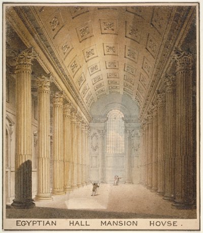 Indvendigt billede af Egyptian Hall, Mansion House, City of London, 1820 af Charles Wild