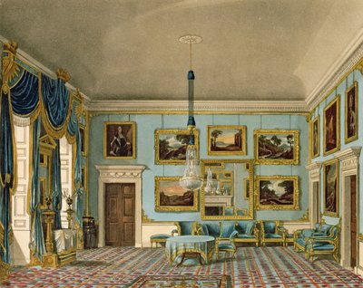 The Blue Velvet Room i Buckingham House, indgraveret af Daniel Havell af Charles Wild