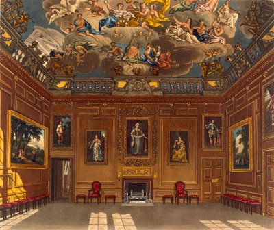 Dronningens audienssal, Windsor Castle, fra "Royal Residences", graveret af W. J. Bennett, udgivet af William Henry Pyne (1769-1843), 1818 (akvatint) af Charles Wild