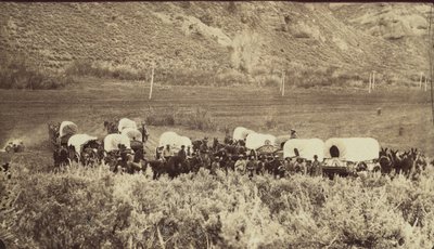 Mormon Emigrant Train, Echo Canyon, ca. 1870. af Charles William Carter